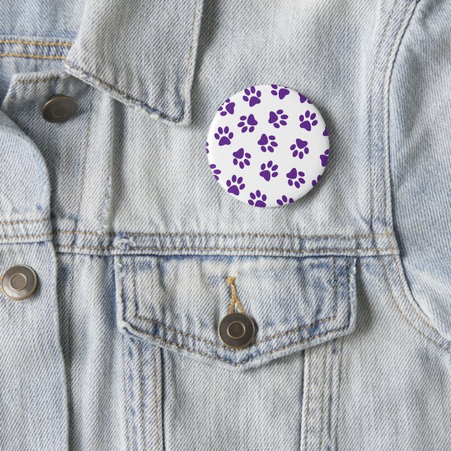 Pattern Of Paws, Dog Paws, Purple Paws 6 Cm Round Badge (In Situ)