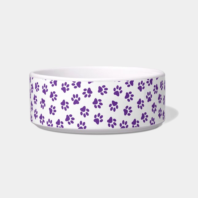 Pattern Of Paws, Dog Paws, Purple Paws Bowl (Front)
