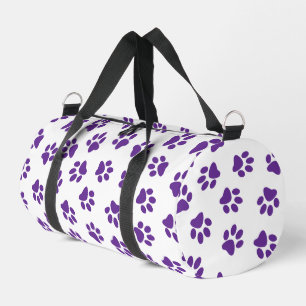 Pattern Of Paws, Dog Paws, Purple Paws Duffle Bag