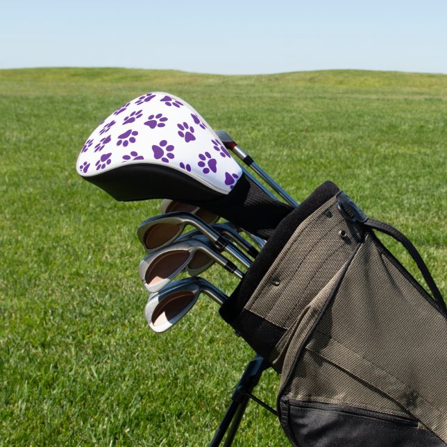 Pattern Of Paws, Dog Paws, Purple Paws Golf Head Cover (In Situ)