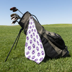 Pattern Of Paws, Dog Paws, Purple Paws Golf Towel