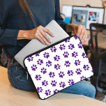 Pattern Of Paws, Dog Paws, Purple Paws Laptop Sleeve<br><div class="desc">Cute,  fun and adorable pattern with purple paws on white background. Modern and trendy gift,  perfect for the dog lover in your life.</div>