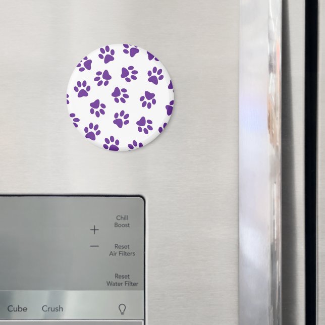 Pattern Of Paws, Dog Paws, Purple Paws Magnet (In Situ (Fridge))