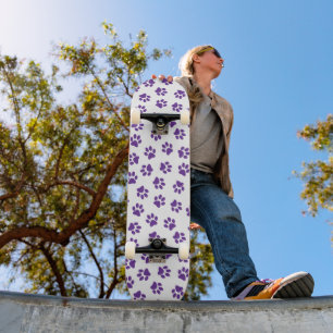 Pattern Of Paws, Dog Paws, Purple Paws Skateboard