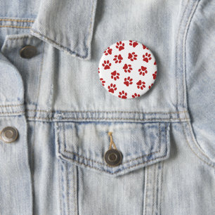 Pattern Of Paws, Dog Paws, Red Paws 6 Cm Round Badge