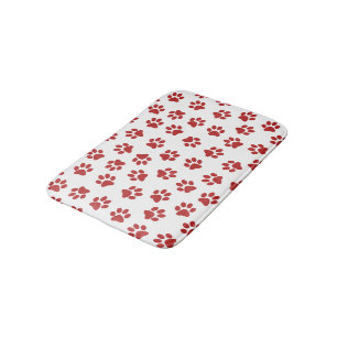 Pattern Of Paws, Dog Paws, Red Paws Bath Mat