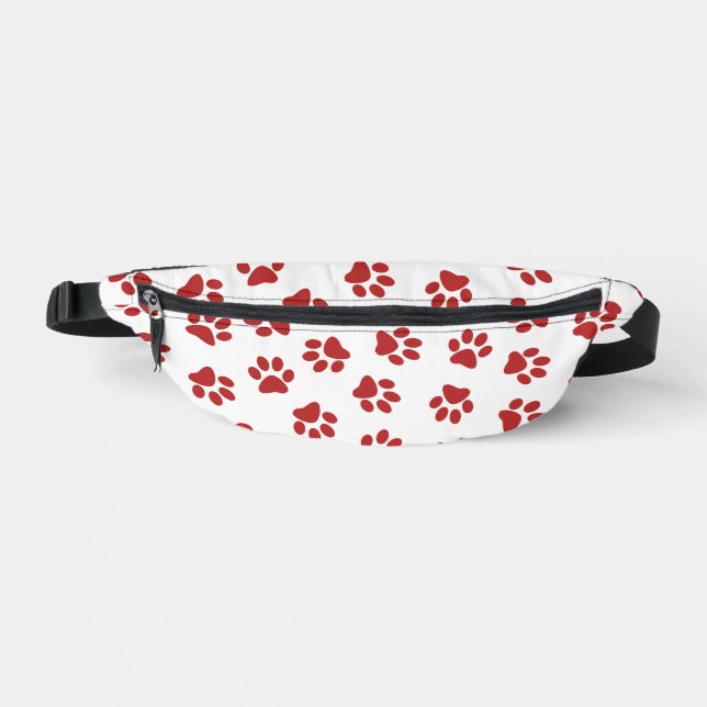 Pattern Of Paws, Dog Paws, Red Paws Bum Bags (Front)