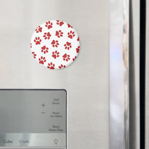 Pattern Of Paws, Dog Paws, Red Paws Magnet