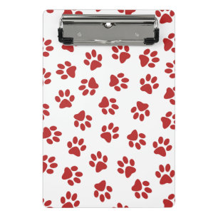 Pattern Of Paws, Dog Paws, Red Paws Mini Clipboard
