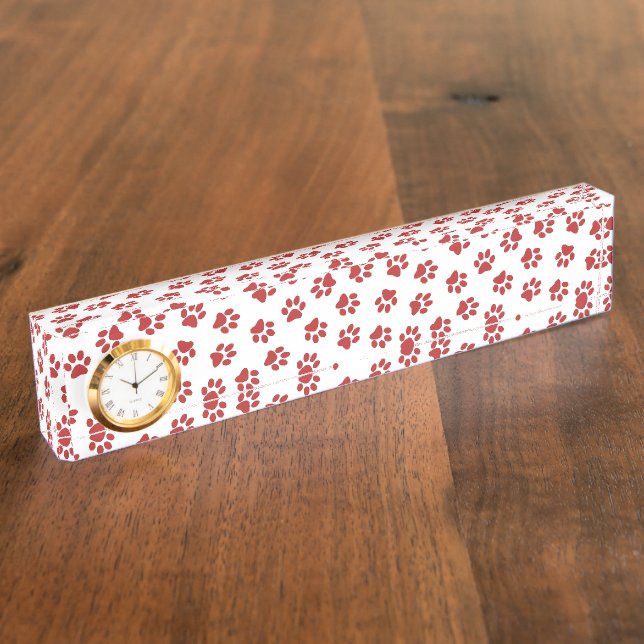 Pattern Of Paws, Dog Paws, Red Paws Nameplate (Side)