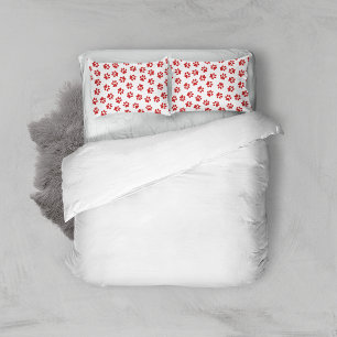 Pattern Of Paws, Dog Paws, Red Paws Pillowcase