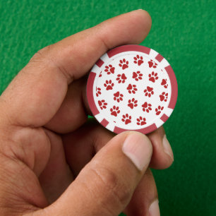 Pattern Of Paws, Dog Paws, Red Paws Poker Chips
