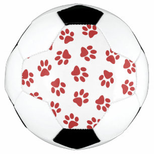Pattern Of Paws, Dog Paws, Red Paws Soccer Ball