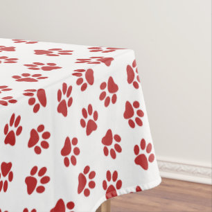 Pattern Of Paws, Dog Paws, Red Paws Tablecloth