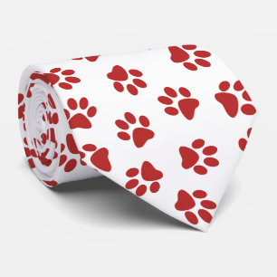 Pattern Of Paws, Dog Paws, Red Paws Tie