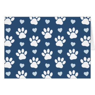 Pattern Of Paws, Dog Paws, White Paws, Blue Hearts