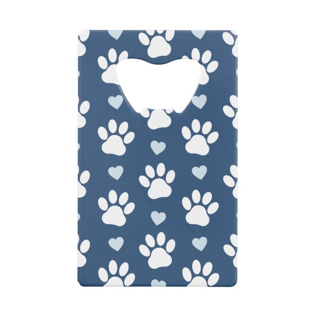 Pattern Of Paws, Dog Paws, White Paws, Blue Hearts (Front)