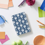 Pattern Of Paws, Dog Paws, White Paws, Blue Hearts iPad Mini Cover<br><div class="desc">Cute,  fun and adorable pattern with white paws and blue hearts. Modern and trendy gift,  perfect for the dog lover in your life.</div>