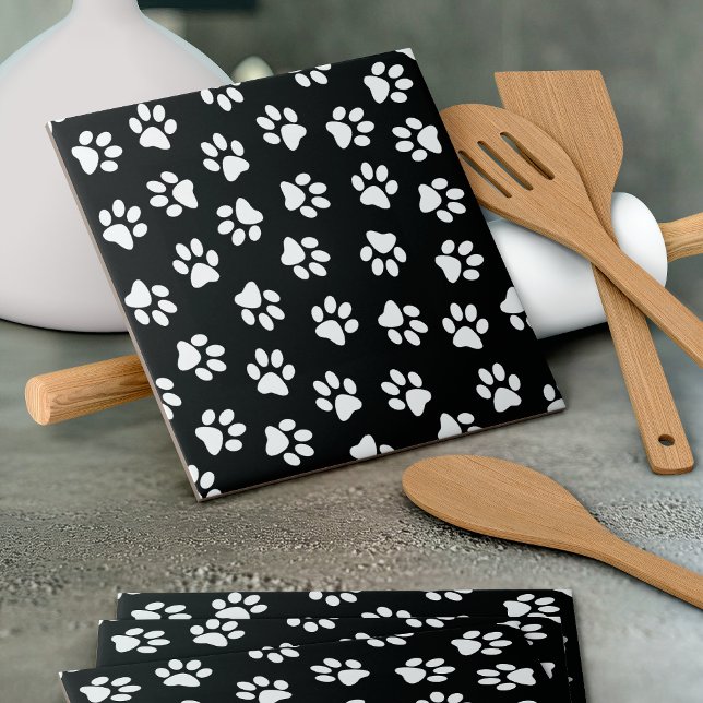 Pattern Of Paws, Dog Paws, White Paws Ceramic Tile (Creator Uploaded)