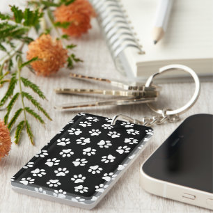 Pattern Of Paws, Dog Paws, White Paws Key Ring
