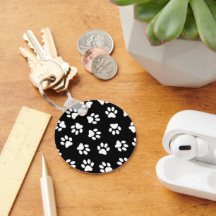 Pattern Of Paws, Dog Paws, White Paws Key Ring