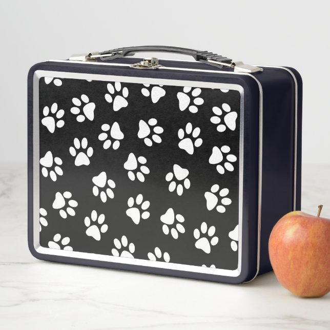 Pattern Of Paws, Dog Paws, White Paws Metal Lunch Box (In Situ)