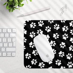 Pattern Of Paws, Dog Paws, White Paws Mouse Pad
