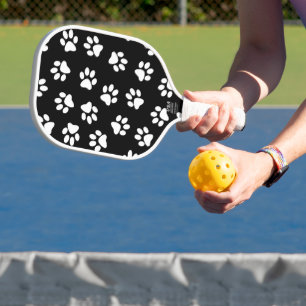 Pattern Of Paws, Dog Paws, White Paws Pickleball Paddle