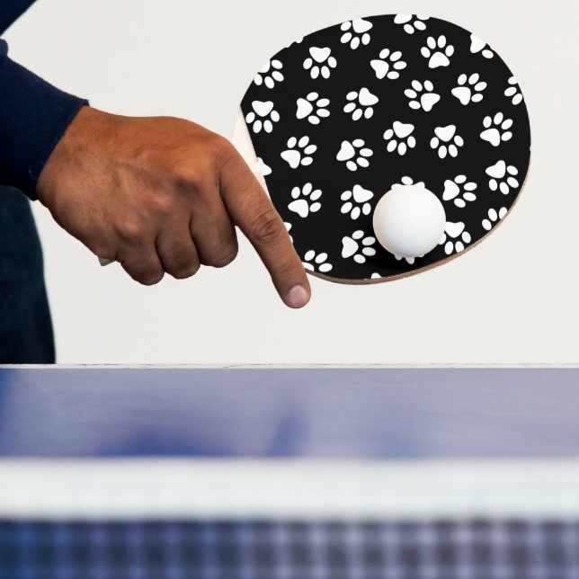 Pattern Of Paws, Dog Paws, White Paws Ping Pong Paddle (Insitu)