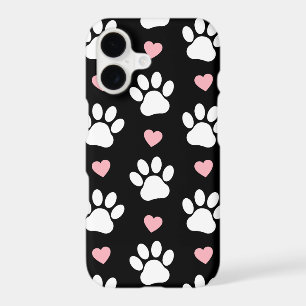 Pattern Of Paws, Dog Paws, White Paws, Pink Hearts