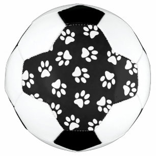 Pattern Of Paws, Dog Paws, White Paws Soccer Ball