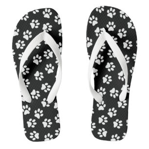 Pattern Of Paws, Dog Paws, White Paws Thongs