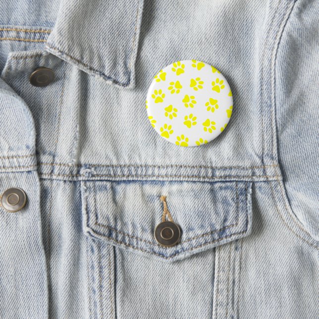 Pattern Of Paws, Dog Paws, Yellow Paws 6 Cm Round Badge (In Situ)