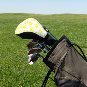 Pattern Of Paws, Dog Paws, Yellow Paws Golf Head Cover