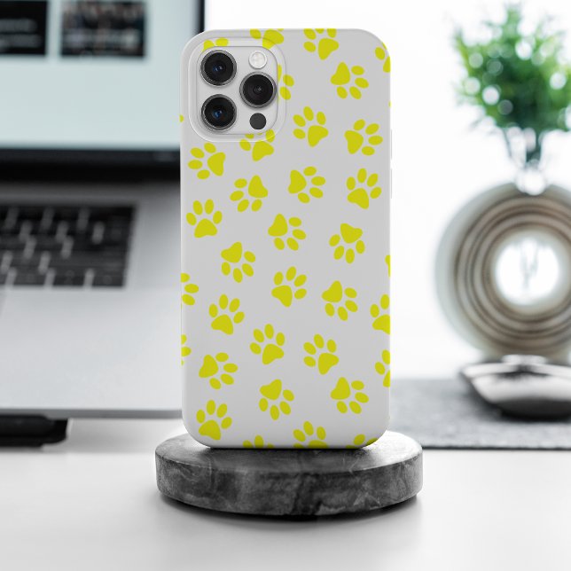 Pattern Of Paws, Dog Paws, Yellow Paws iPhone Case (Creator Uploaded)