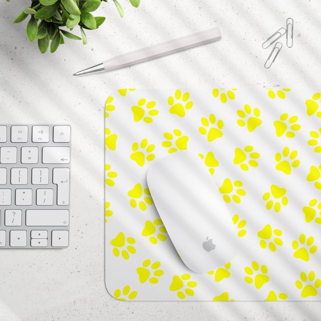 Pattern Of Paws, Dog Paws, Yellow Paws Mouse Pad (Creator Uploaded)