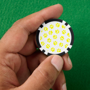 Pattern Of Paws, Dog Paws, Yellow Paws Poker Chips