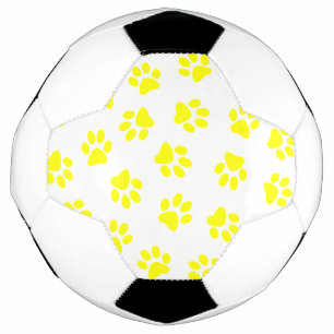 Pattern Of Paws, Dog Paws, Yellow Paws Soccer Ball