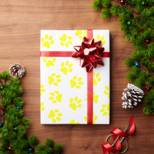 Pattern Of Paws, Dog Paws, Yellow Paws Wrapping Paper