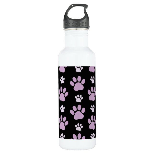 Pattern Of Paws, Lilac Paws, Dog Paws, Paw Prints 710 Ml Water Bottle (Front)