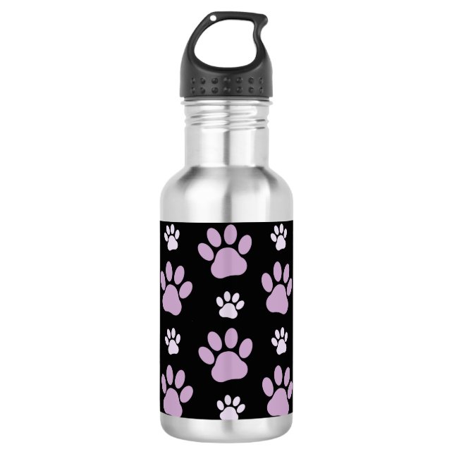 Pattern Of Paws, Lilac Paws, Dog Paws, Paw Prints 710 Ml Water Bottle (Front)