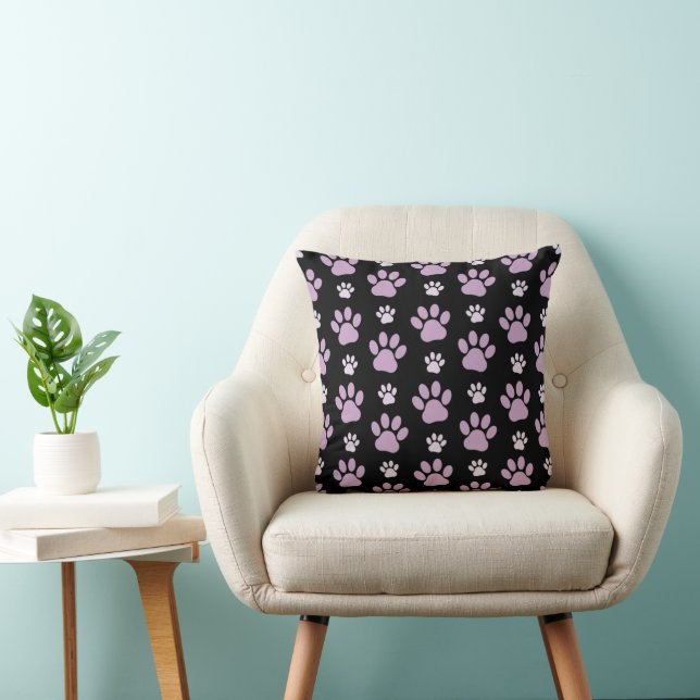 Pattern Of Paws, Lilac Paws, Dog Paws, Paw Prints Cushion (Chair)