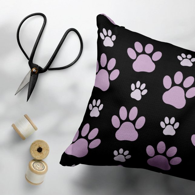 Pattern Of Paws, Lilac Paws, Dog Paws, Paw Prints Decorative Cushion (Creator Uploaded)
