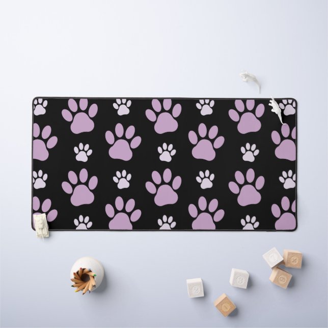 Pattern Of Paws, Lilac Paws, Dog Paws, Paw Prints Desk Mat (Kids Table)