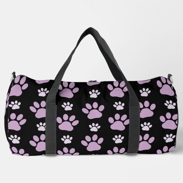 Pattern Of Paws, Lilac Paws, Dog Paws, Paw Prints Duffle Bag (Front)