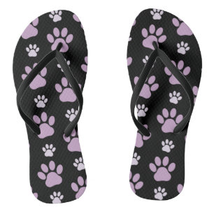 Pattern Of Paws, Lilac Paws, Dog Paws, Paw Prints Thongs