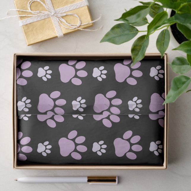 Pattern Of Paws, Lilac Paws, Dog Paws, Paw Prints Tissue Paper (Gift)