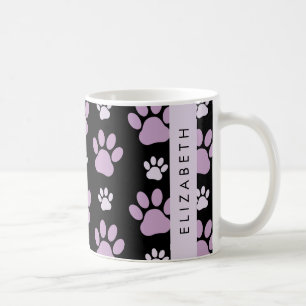 Pattern Of Paws, Lilac Paws, Dog Paws, Your Name Coffee Mug