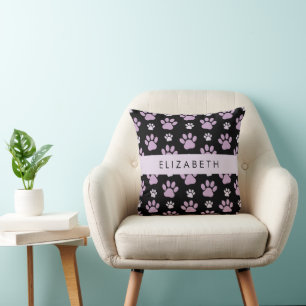Pattern Of Paws, Lilac Paws, Dog Paws, Your Name Cushion