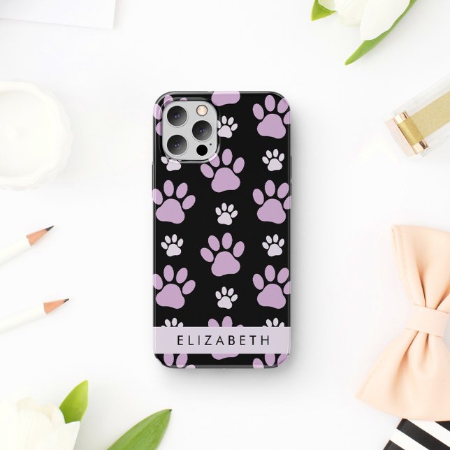 Pattern Of Paws, Lilac Paws, Dog Paws, Your Name iPhone 16 Case (Creator Uploaded)